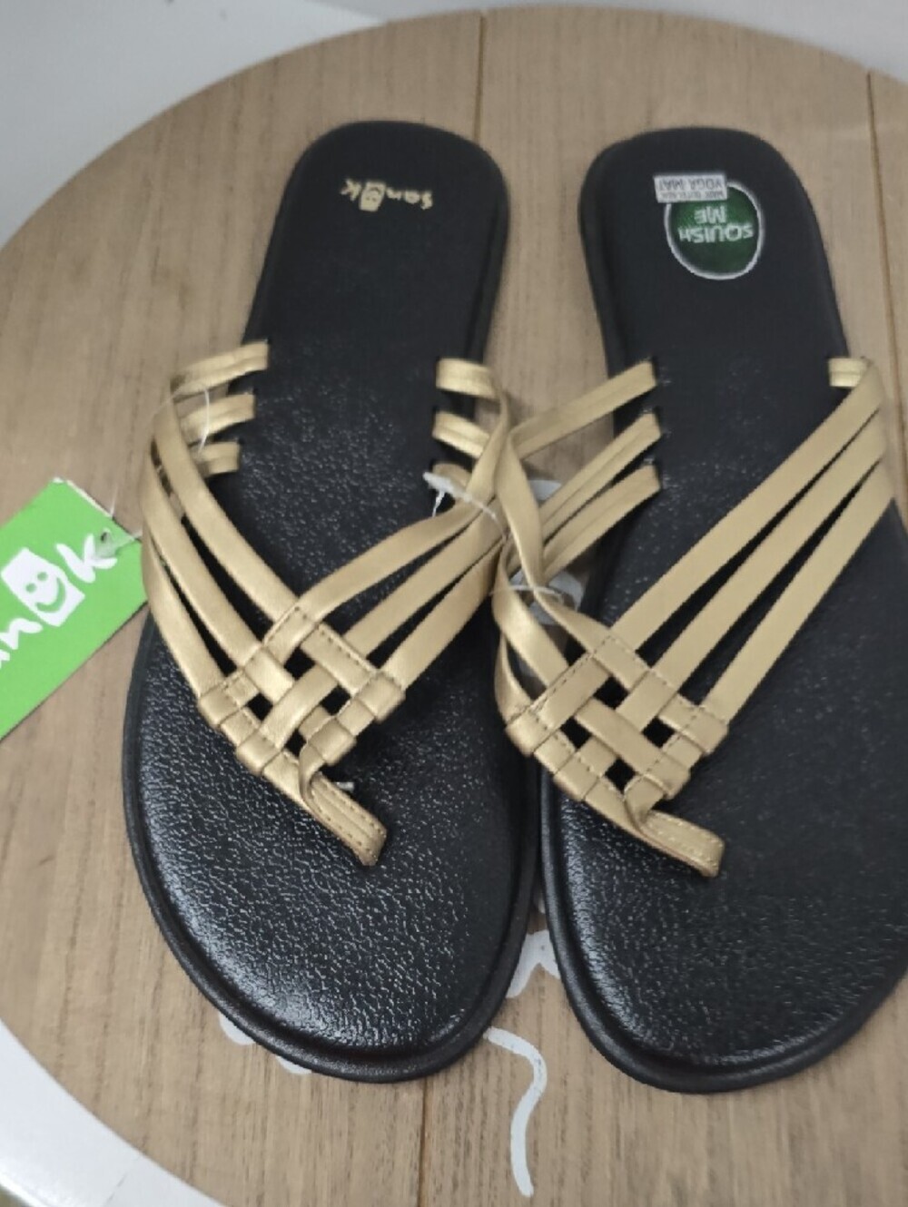 Sanuk Women's Gold Woven-Strap‎ Slide Sandals Size 9 NWT - Picture 8 of 11